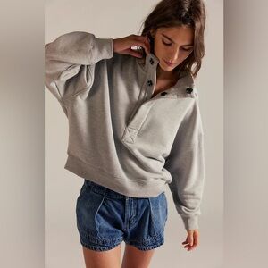 NWT FREE PEOPLE WE THE FREE Timeless Pullover | Heather Grey MSRP $108 S CURRENT